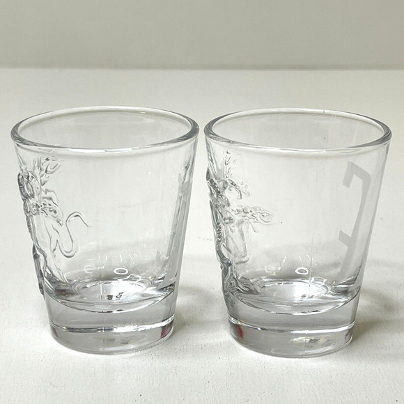 2 PCS Clear Round Shot Fireball Letters L F Whisky Etched Raised 3D Dragon Logo - Picture 3 of 6